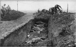 Mass grave with WWI soldiers