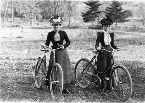 Women on safety bicycles