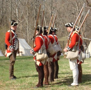 Fusiliers lining up in the British camp