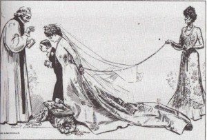 Cartoon by Charles Dana Gibson spoofing the Consuelo Vanderbilt/Duke of Marlborough wedding