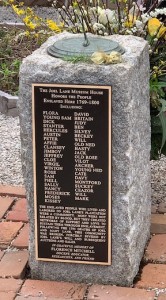 Sundial plaque with names of the enslaved